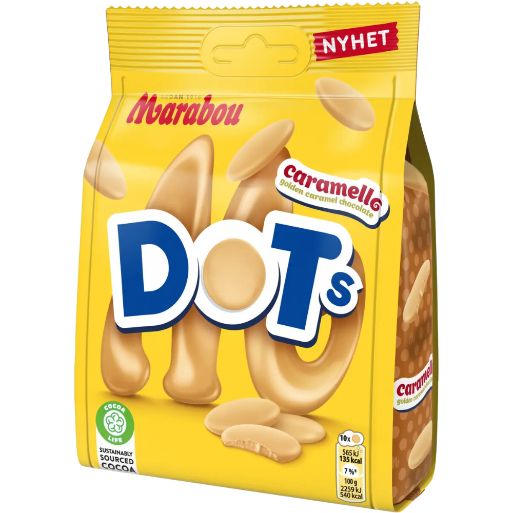 DOTs Caramel Milk Chocolate Snack Bags By Marabou