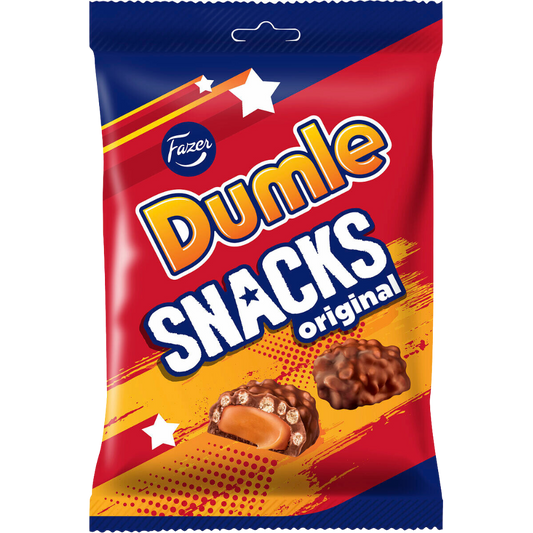 Dumle Crispy Snacks Individually Wrapped Wholesale Box of Bags by Fazer