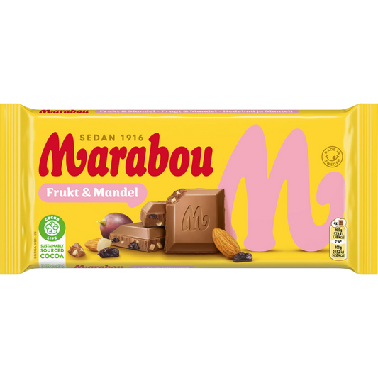 Fruit And Almond Milk Chocolate Bar Wholesale Box By Swedish Marabou