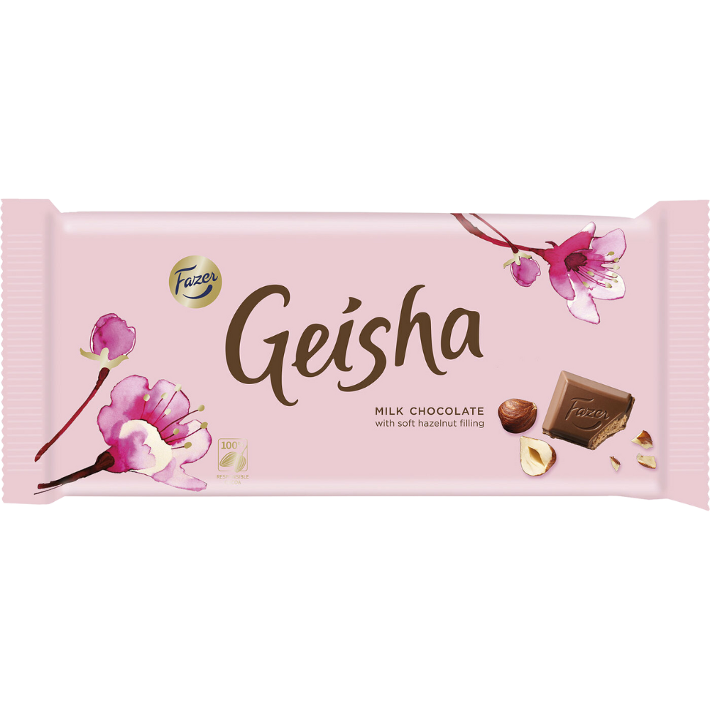 Geisha Original Milk Chocolate with Hazelnut Filling Bulk Wholesale Box Of Chocolate Bars by Fazer