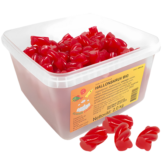 Large Raspberry Screws Pick And Mix Bulk Box By Scandi Candy