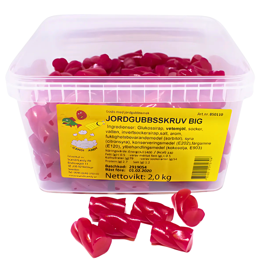 Large Strawberry Screws Pick And Mix Bulk Box By Scandi Candy