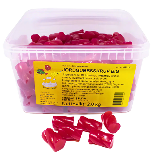 Large Strawberry Screws Pick And Mix Bulk Box By Scandi Candy