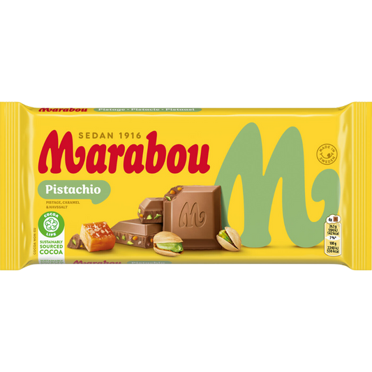 Pistachio, Caramel And Seasalt Milk Chocolate Bar Wholesale Box By Swedish Marabou