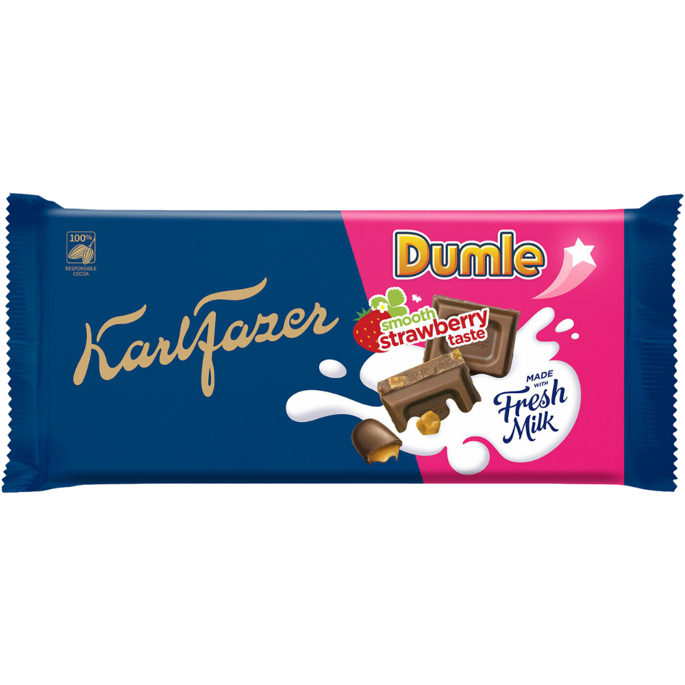 Strawberry Dumle Candy Milk Chocolate Bar Wholesale Box By Fazer