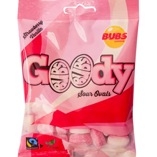 Vegan Goody Sour Ovals Strawberry Vanilla Foam Box By Swedish Bubs