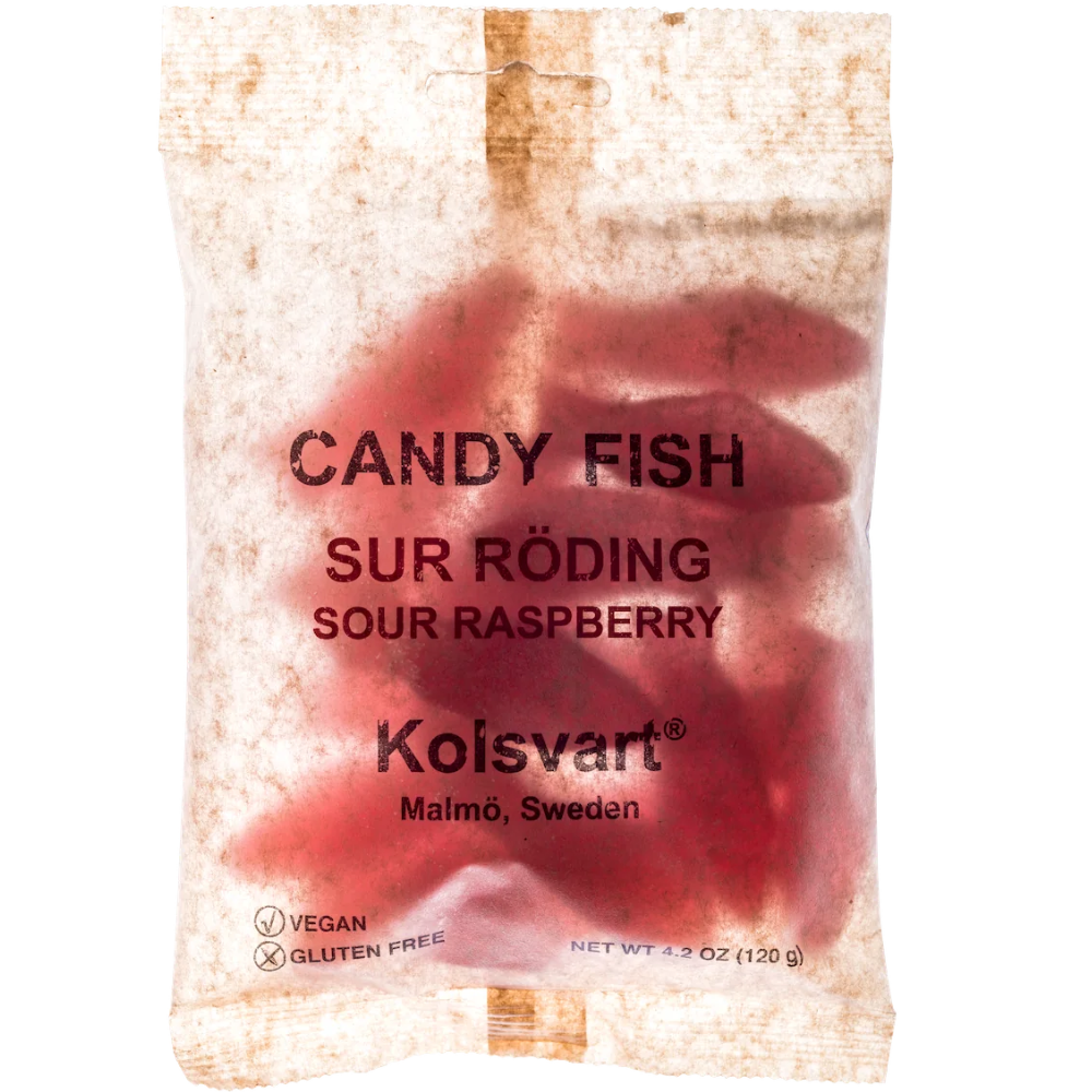 Vegan Sour Raspberry Chars Swedish Fish Bulk Box By Kolsvart